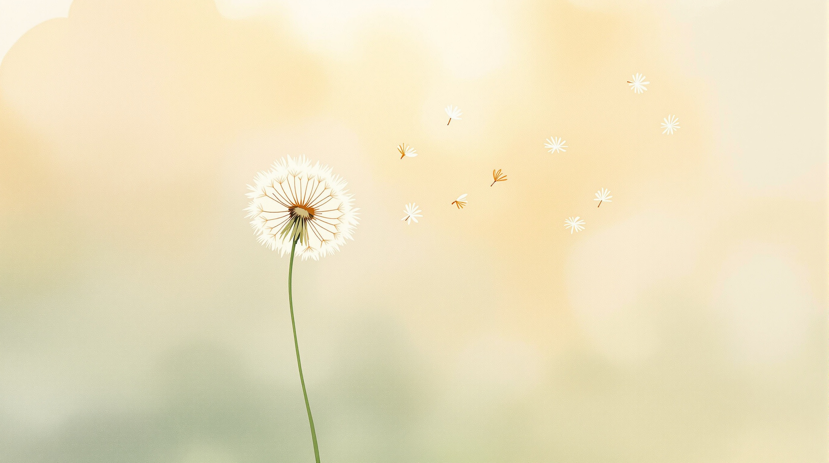 Zarte Pusteblume, deren Samen sanft davonfliegen